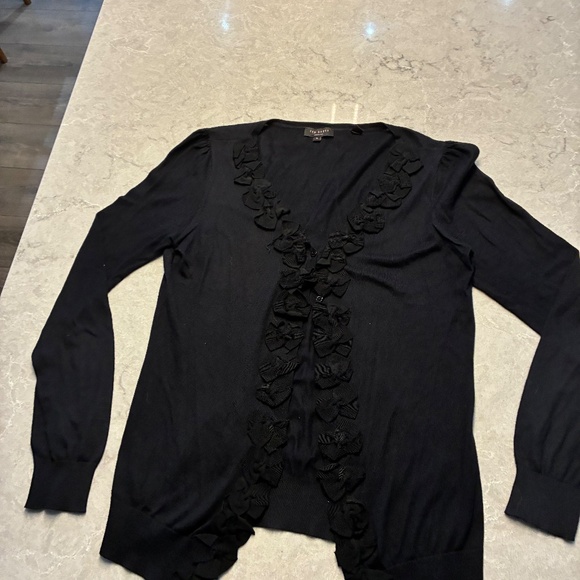 Ted Baker cotton cardigan with black floral button panel - Picture 10 of 10